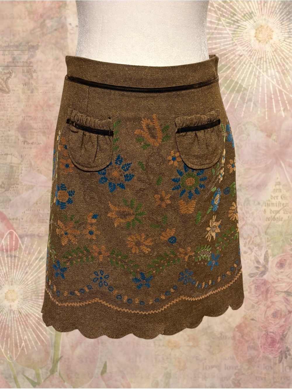 Floral Embroidered Skirt